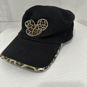 DISNEY WORLD Animal Kingdom~ Womens Black & Leopard Hat, Bling Beaded Mouse Ears